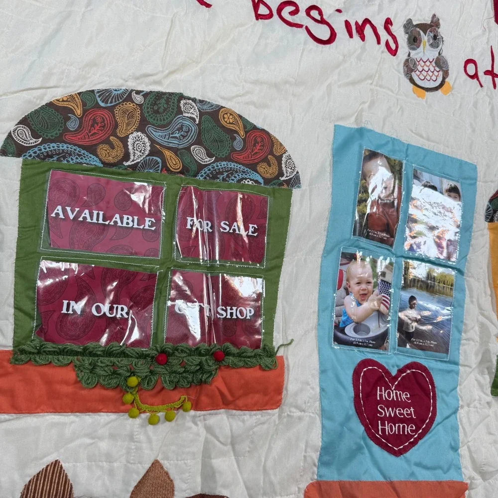 NWT Cracker Barrel Country Quilted Throw Photo Album Blanket Love Begins at Home